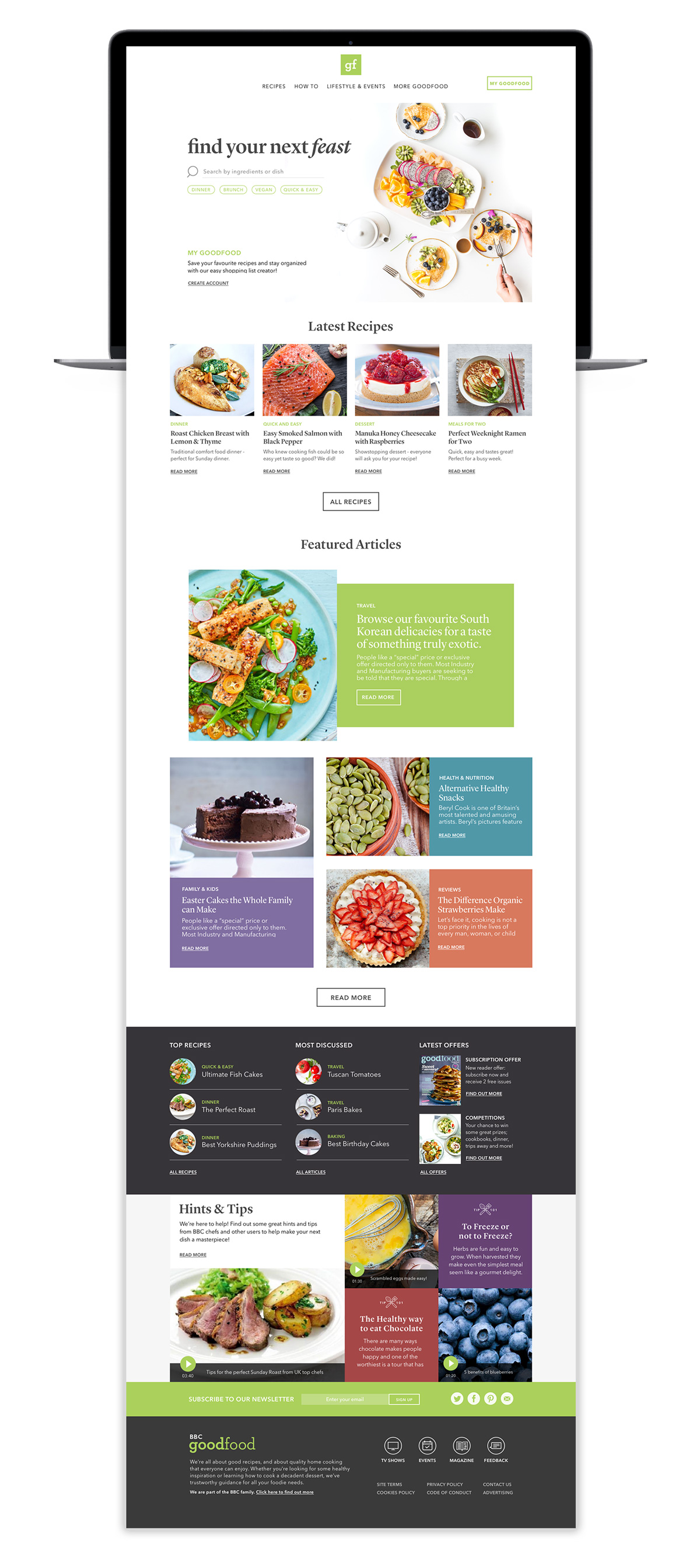 goodfood homepage design