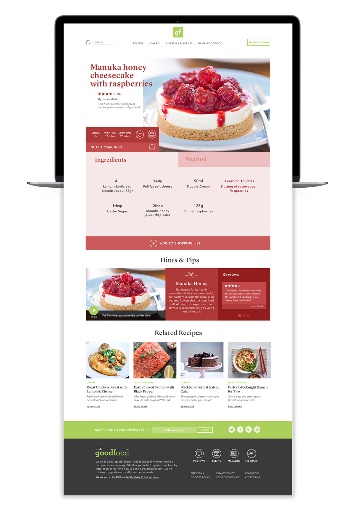 goodfood recipe page design